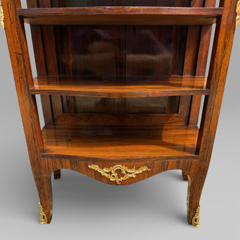 Antique French Rosewood & Marble Brass Ormolu Side Cabinet with Book Shelves - Image 13