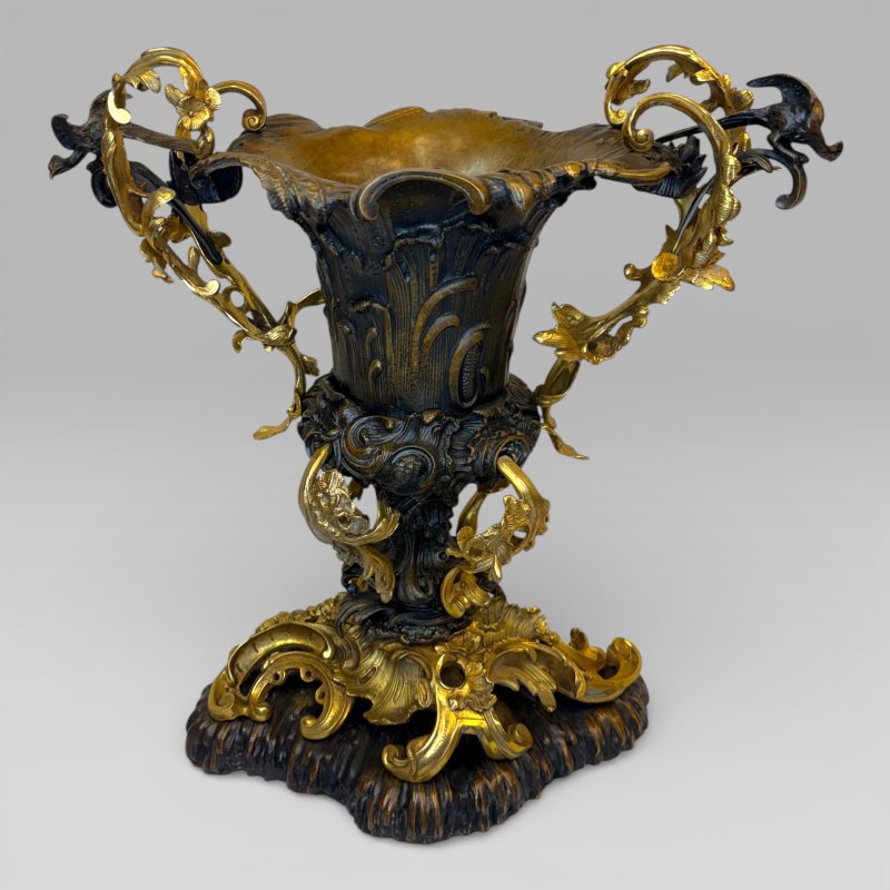 Gilt Bronze Art Nouveau Urn Centrepiece Vase After Henry Dasson