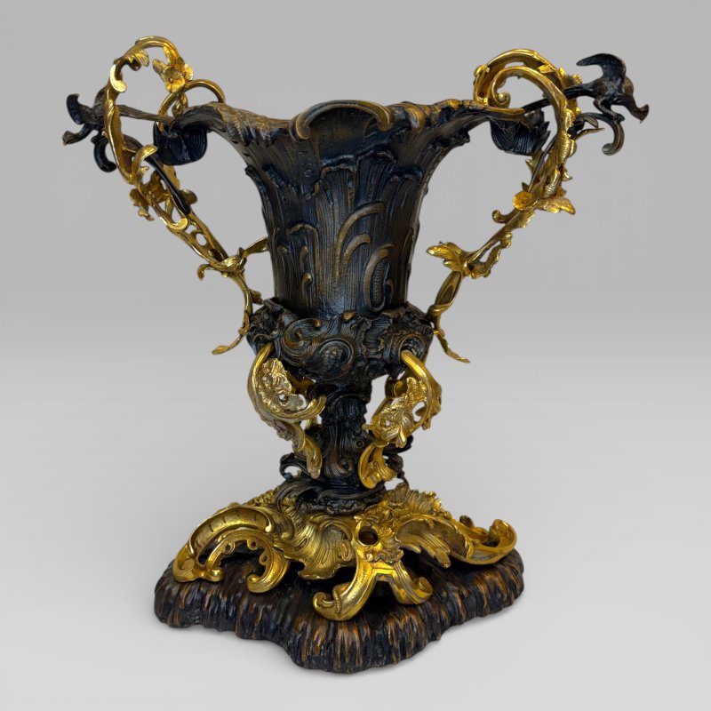 Gilt Bronze Art Nouveau Urn Centrepiece Vase After Henry Dasson - Image 2