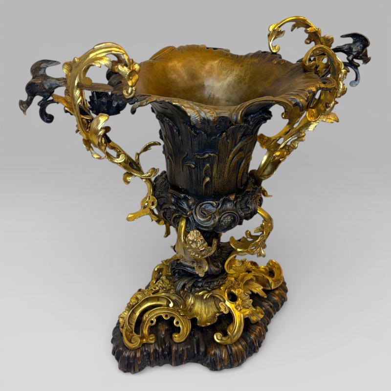 Gilt Bronze Art Nouveau Urn Centrepiece Vase After Henry Dasson - Image 3