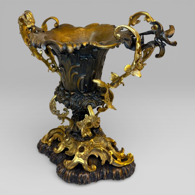 Gilt Bronze Art Nouveau Urn Centrepiece Vase After Henry Dasson - Image 4