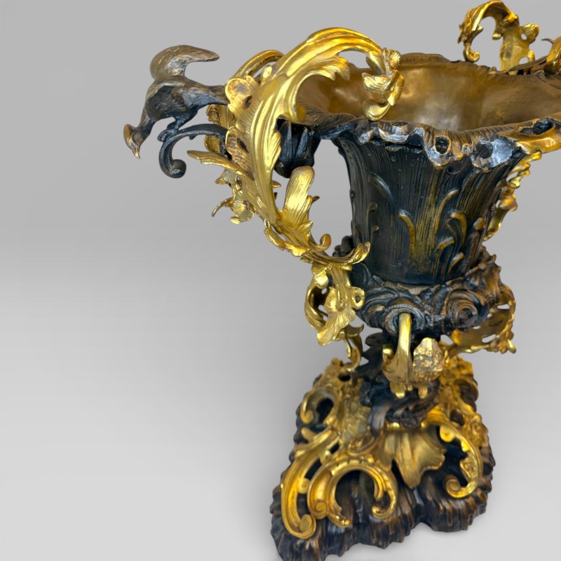 Gilt Bronze Art Nouveau Urn Centrepiece Vase After Henry Dasson - Image 5