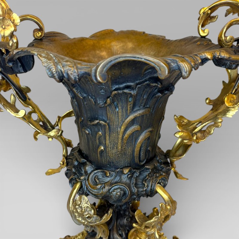 Gilt Bronze Art Nouveau Urn Centrepiece Vase After Henry Dasson - Image 7