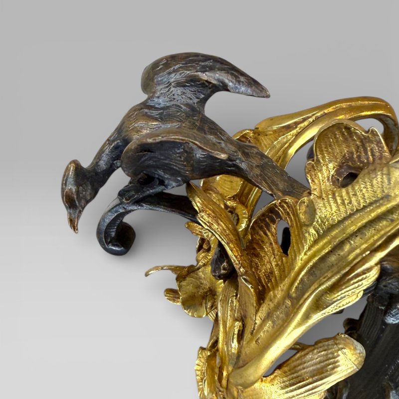 Gilt Bronze Art Nouveau Urn Centrepiece Vase After Henry Dasson - Image 9