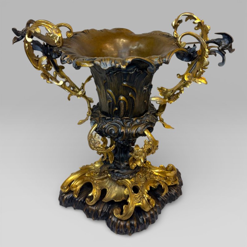 Gilt Bronze Art Nouveau Urn Centrepiece Vase After Henry Dasson - Image 11