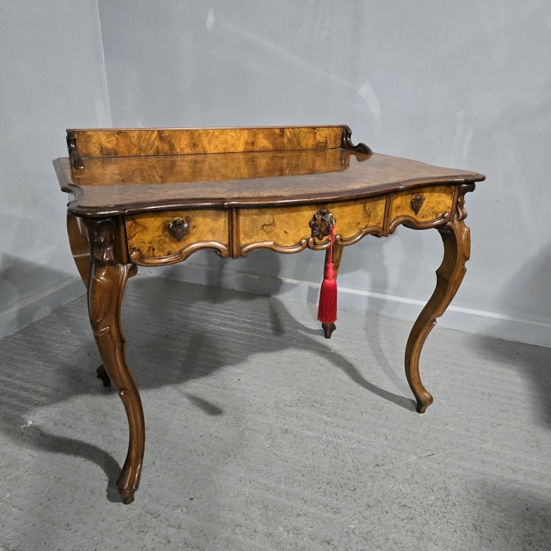 Superb Burr Walnut Dressing Side Table - Image 2
