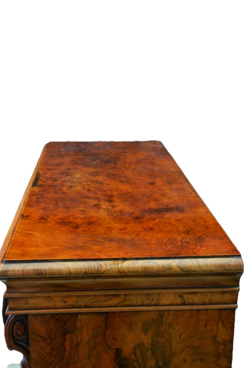 English Victorian Bookcase In Figured Walnut - Image 4