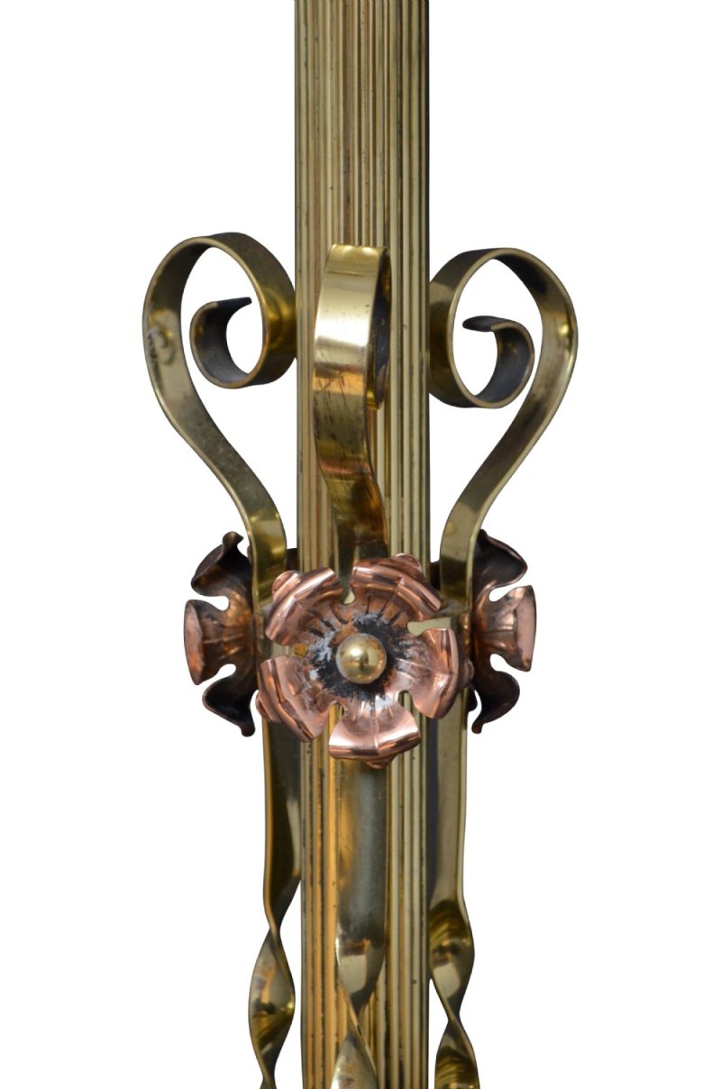 Art Nouveau Brass Floor Standard Lamp Height Adjustable - Image 4