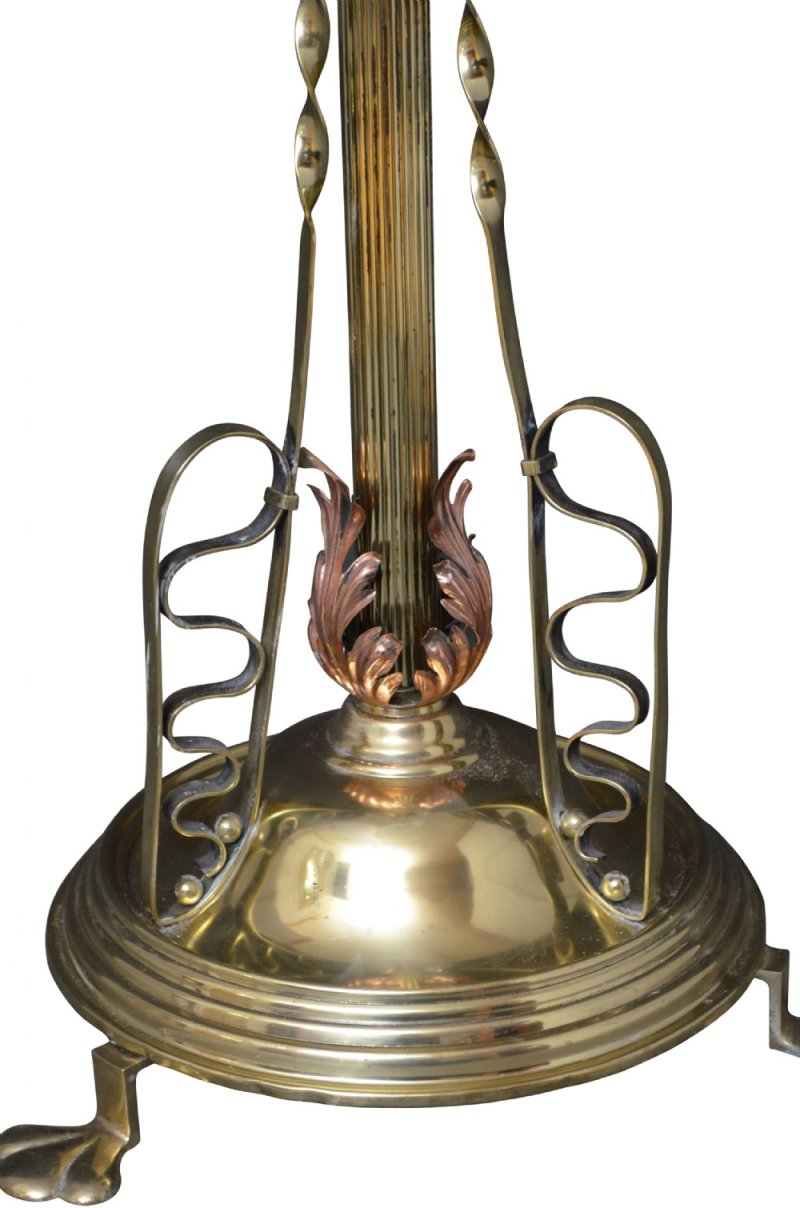 Art Nouveau Brass Floor Standard Lamp Height Adjustable - Image 7