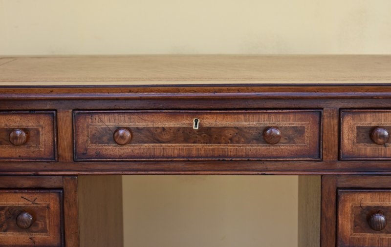 19th Century Victorian Burr Walnut Pedestal Desk - Image 4