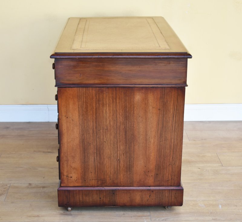 19th Century Victorian Burr Walnut Pedestal Desk - Image 9