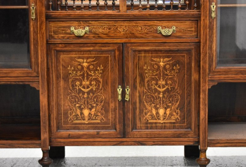 Victorian Rosewood And Marquetry Display Cabinet - Image 7