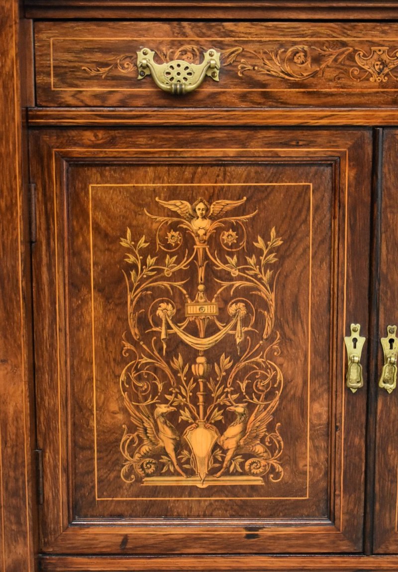 Victorian Rosewood And Marquetry Display Cabinet - Image 6