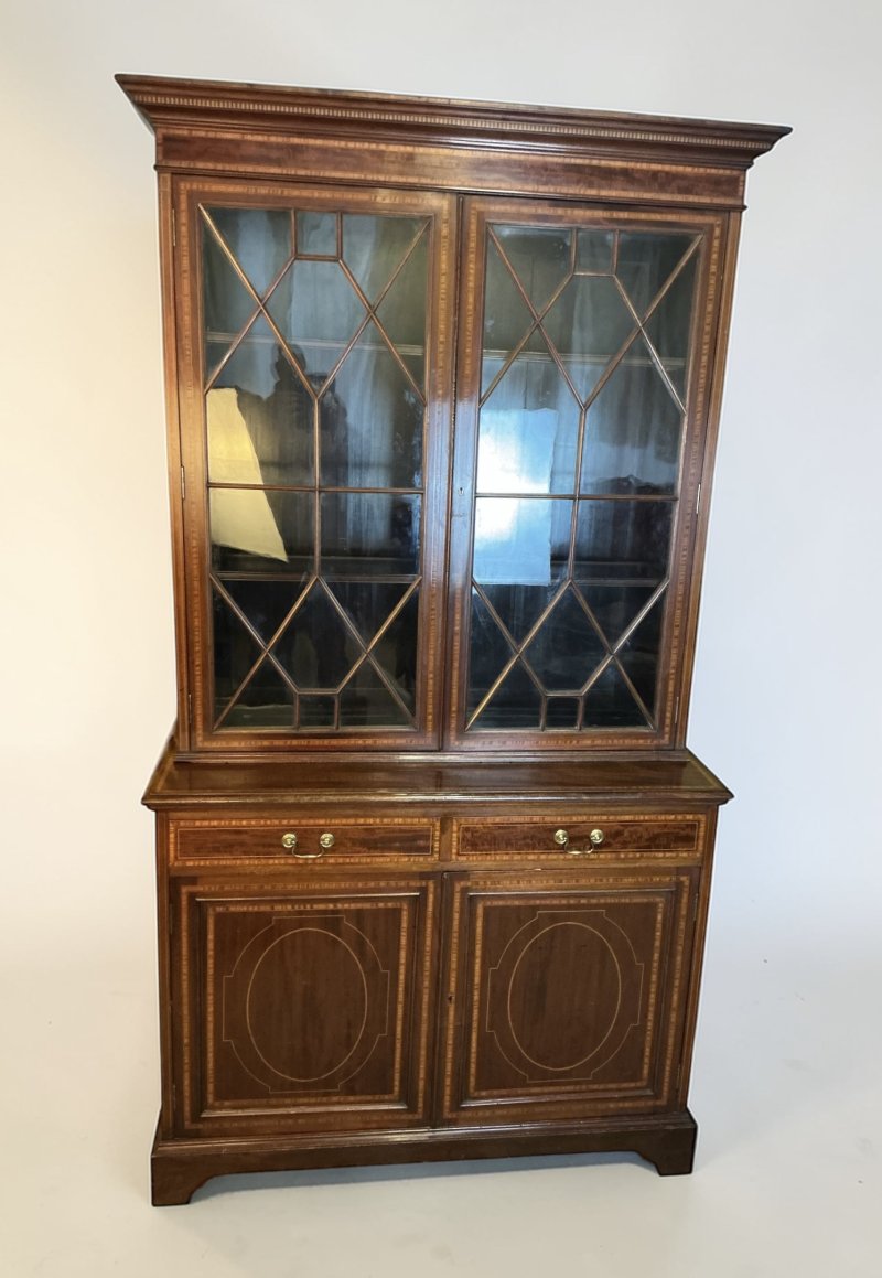 Edwardian Mahogany Inlaid Bookcase - Image 4