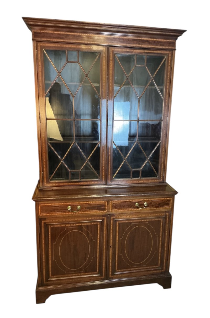 Edwardian Mahogany Inlaid Bookcase - Image 13
