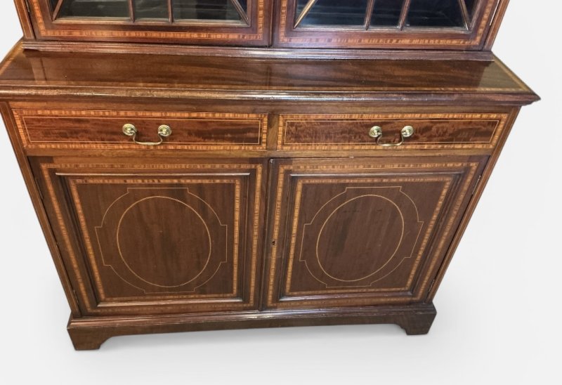 Edwardian Mahogany Inlaid Bookcase - Image 2
