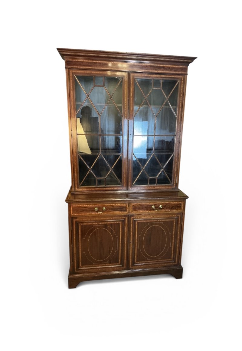 Edwardian Mahogany Inlaid Bookcase - Image 3