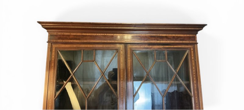 Edwardian Mahogany Inlaid Bookcase - Image 5