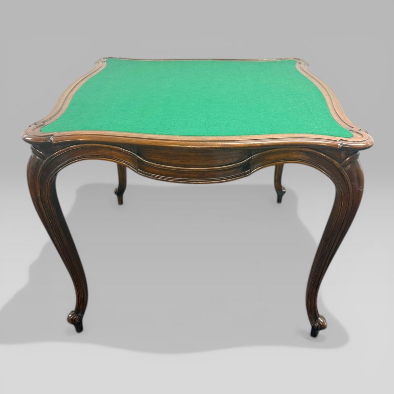 Antique French Walnut Fixed Card Centre Table Cabriole Legs 4 Drawers - Image 2