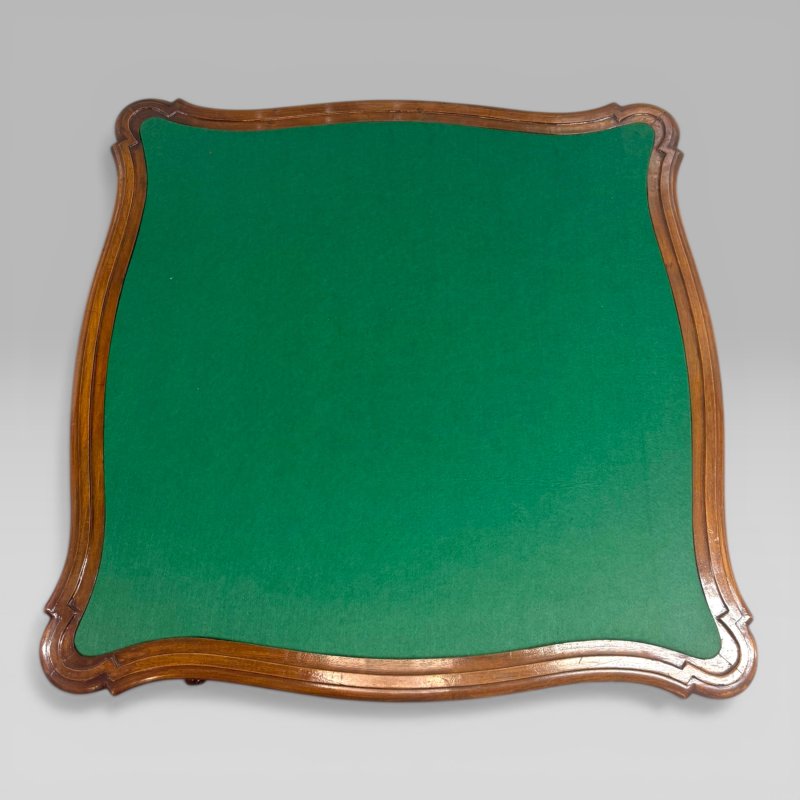 Antique French Walnut Fixed Card Centre Table Cabriole Legs 4 Drawers - Image 4