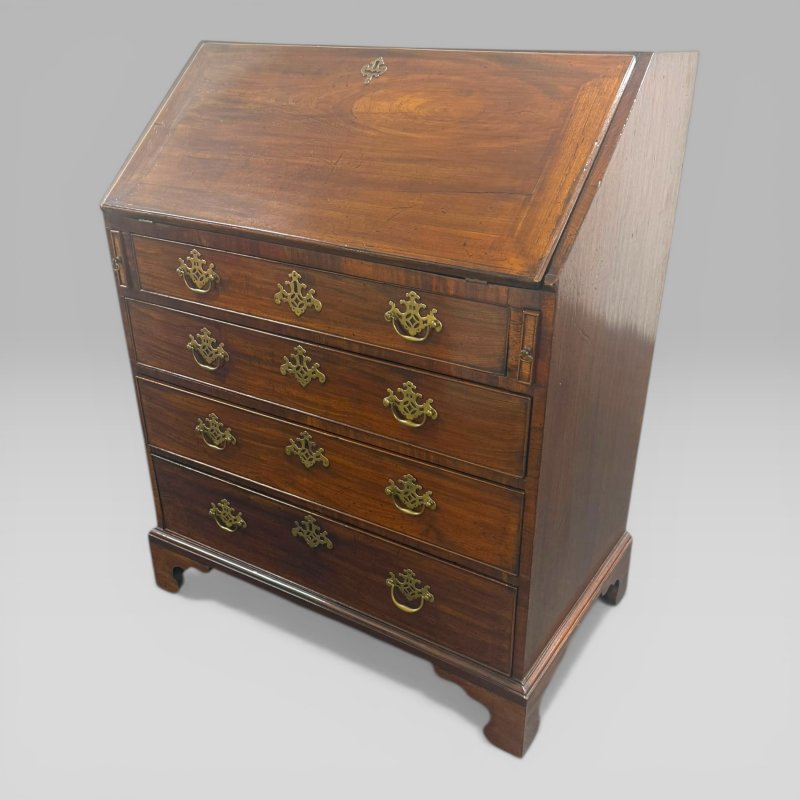 Antique Georgian George III Mahogany Bureau 4 Drawer Writing Desk