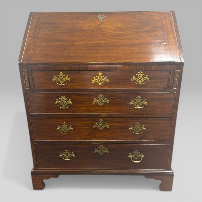 Antique Georgian George III Mahogany Bureau 4 Drawer Writing Desk - Image 2