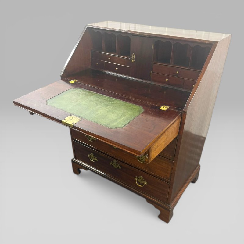 Antique Georgian George III Mahogany Bureau 4 Drawer Writing Desk - Image 4
