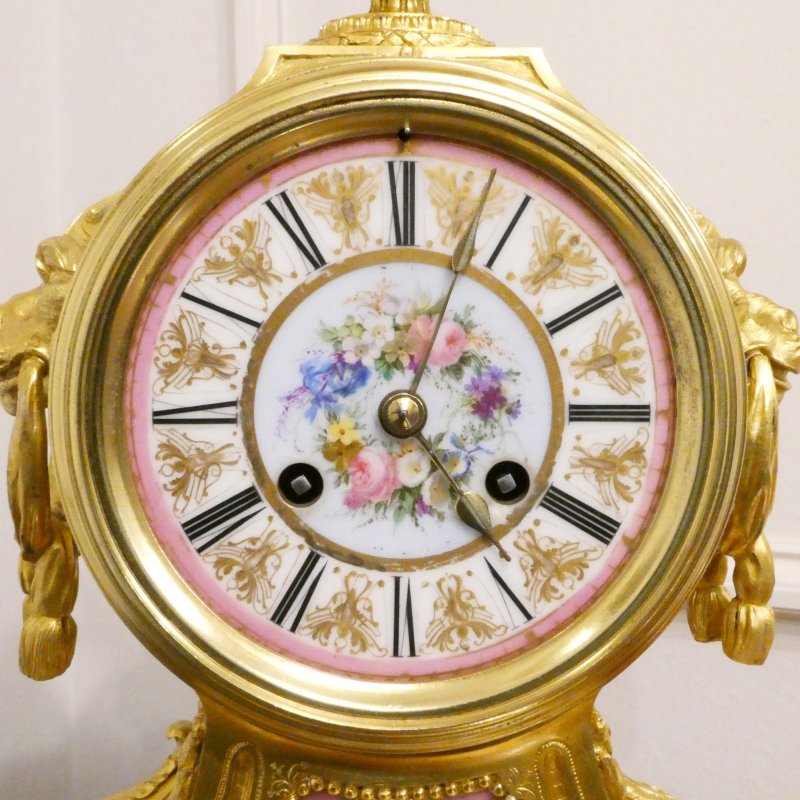 French Louis XV Style Gilt Bronze & Porcelain Mantel Clock by Jean-Baptiste Delettrez - Image 3
