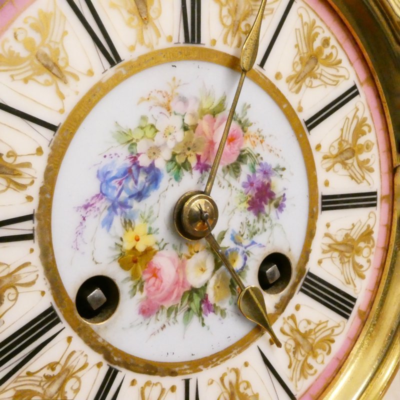 French Louis XV Style Gilt Bronze & Porcelain Mantel Clock by Jean-Baptiste Delettrez - Image 4
