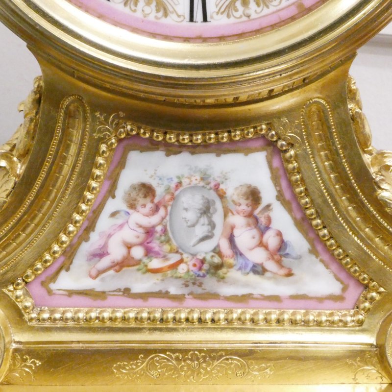 French Louis XV Style Gilt Bronze & Porcelain Mantel Clock by Jean-Baptiste Delettrez - Image 6