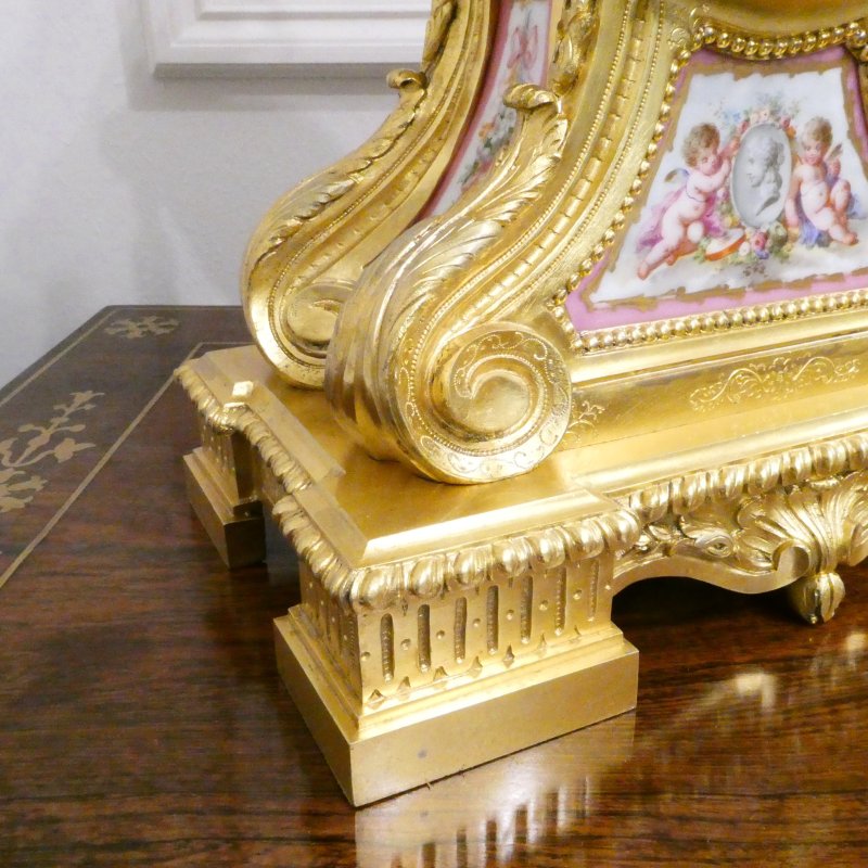 French Louis XV Style Gilt Bronze & Porcelain Mantel Clock by Jean-Baptiste Delettrez - Image 8