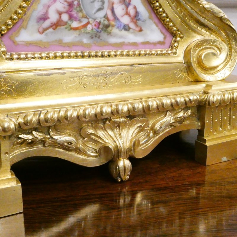 French Louis XV Style Gilt Bronze & Porcelain Mantel Clock by Jean-Baptiste Delettrez - Image 7