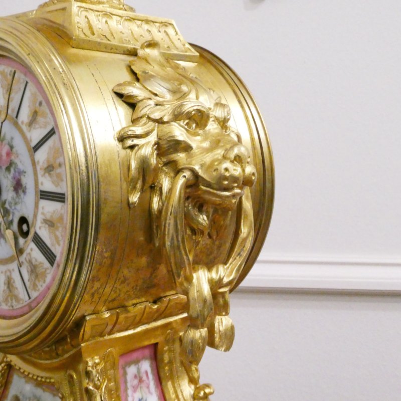 French Louis XV Style Gilt Bronze & Porcelain Mantel Clock by Jean-Baptiste Delettrez - Image 11