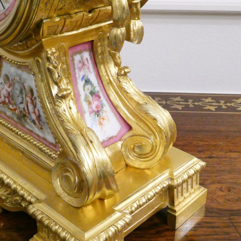 French Louis XV Style Gilt Bronze & Porcelain Mantel Clock by Jean-Baptiste Delettrez - Image 12