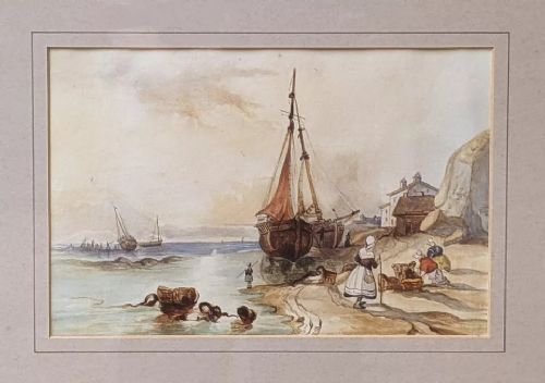 Antique Watercolour Painting In Hand Enamelled Polychrome Frame - Image 2