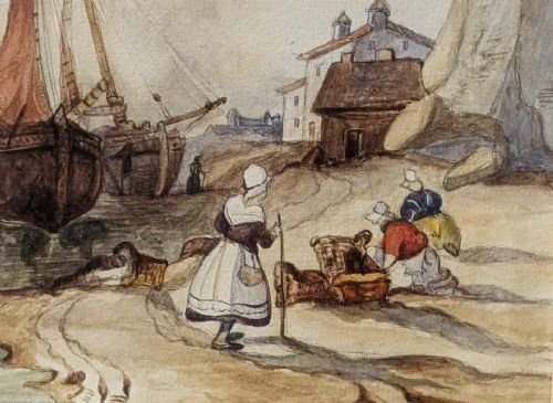 Antique Watercolour Painting In Hand Enamelled Polychrome Frame - Image 4