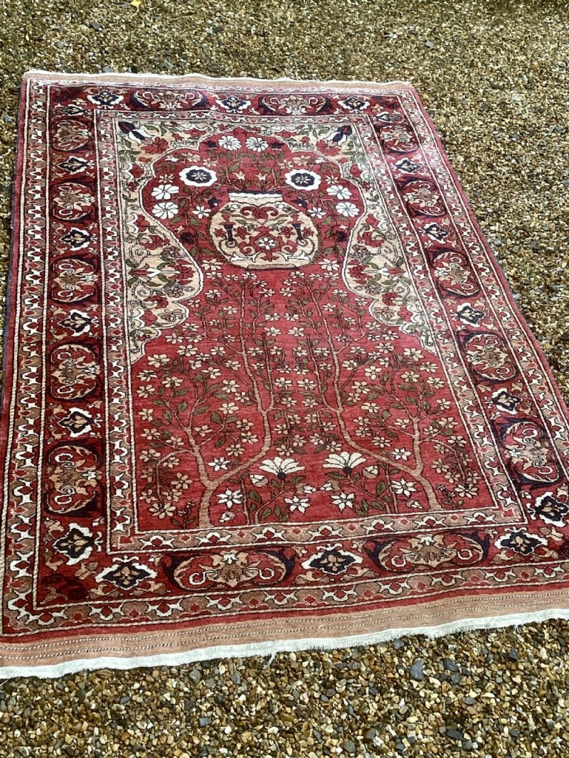 Fine Antique Turkman Silk Prayer Rug / Carpet - Image 2