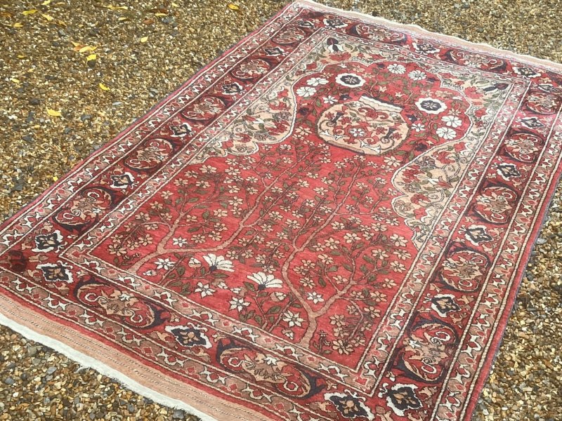 Fine Antique Turkman Silk Prayer Rug / Carpet - Image 7
