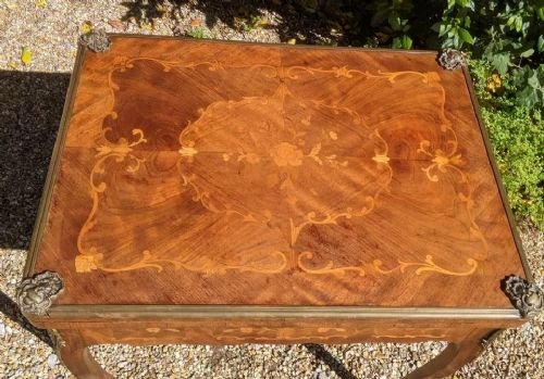 Antique French Walnut Parquetry Card Table 19th Century - Image 6