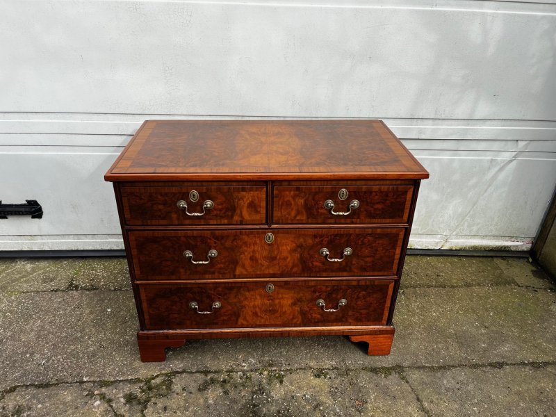 A Small 19th Century Burr Walnut Veneered Chest Of Drawers - Image 2