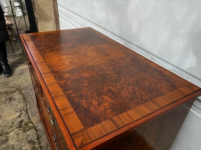 A Small 19th Century Burr Walnut Veneered Chest Of Drawers - Image 4