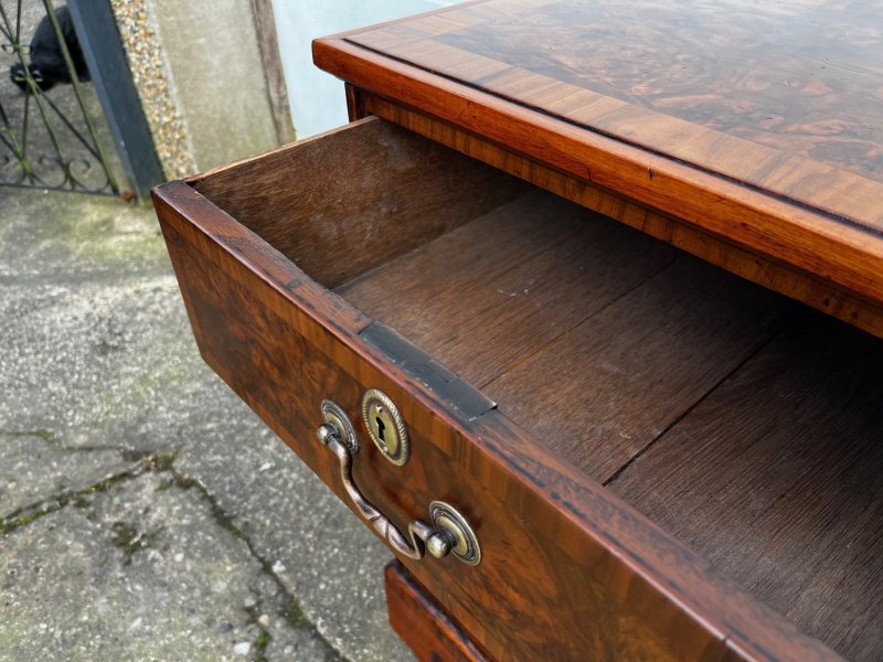 A Small 19th Century Burr Walnut Veneered Chest Of Drawers - Image 10