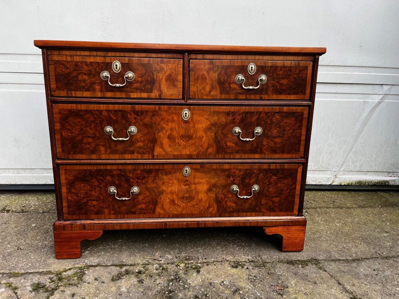 A Small 19th Century Burr Walnut Veneered Chest Of Drawers - Image 11