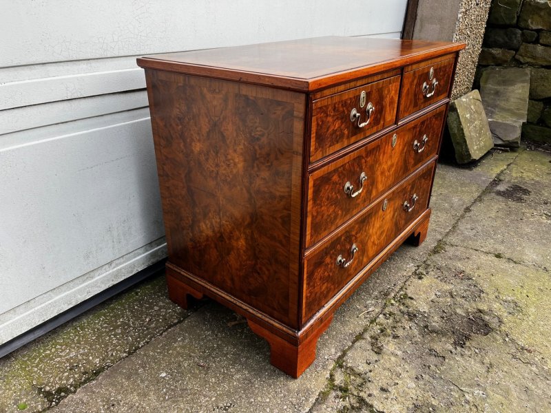 A Small 19th Century Burr Walnut Veneered Chest Of Drawers - Image 12