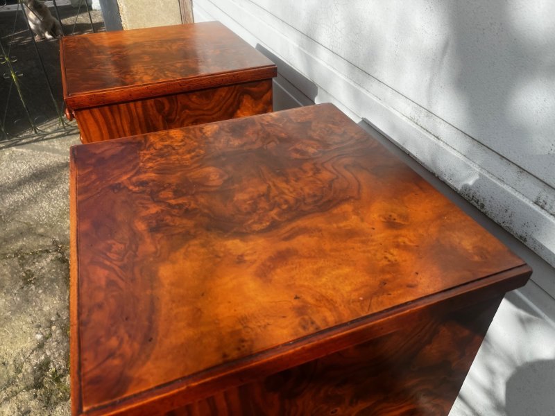 A Good Pair Of Victorian Period Burr Walnut Bedside Chests. - Image 3
