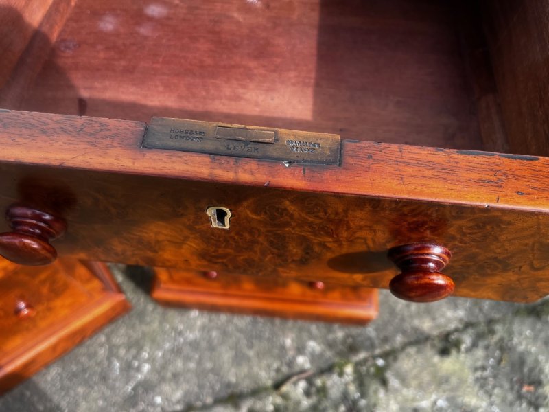 A Good Pair Of Victorian Period Burr Walnut Bedside Chests. - Image 9