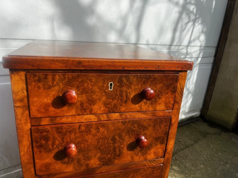 A Good Pair Of Victorian Period Burr Walnut Bedside Chests. - Image 8