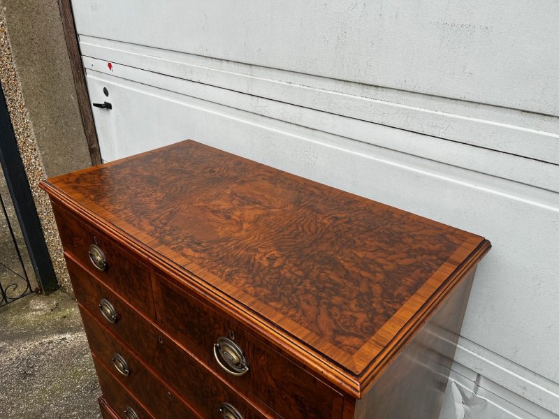 A 19th Century Burr Walnut Veneered Chest Of Drawers - Image 3