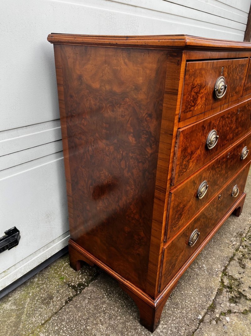 A 19th Century Burr Walnut Veneered Chest Of Drawers - Image 8