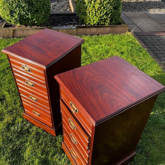 A Pair Of Late Victorian Period Mahogany Bedside Chests - Image 11